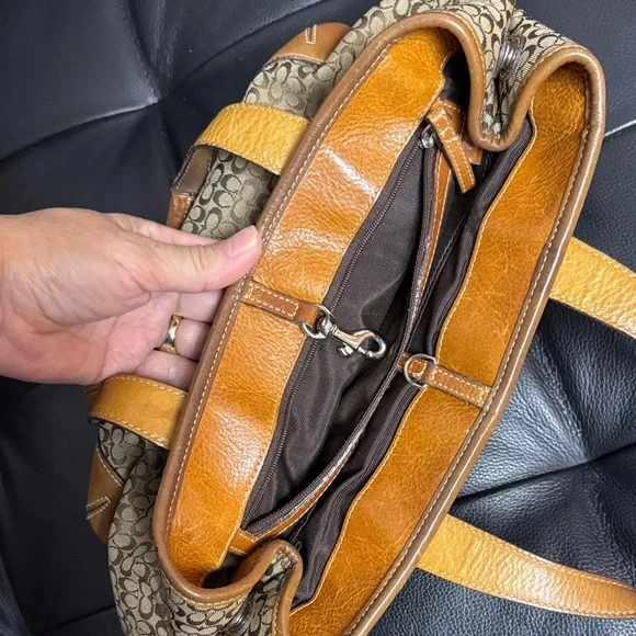 Coach Tan and Camel Brown Leather Handbag - Picture 10 of 15